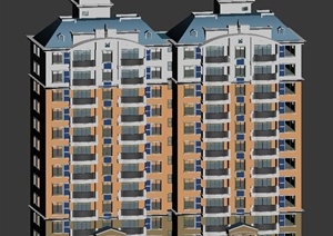 11层双拼住宅建筑设计3DMAX模型