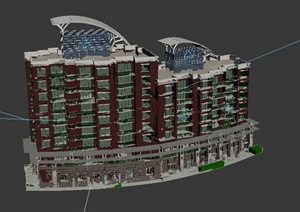 现代公寓酒店商住建筑设计3DMAX模型