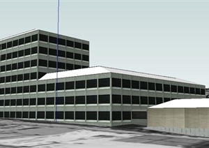 现代简洁多层组合办公楼建筑设计SU(草图大师)模型