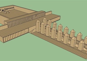 埃及古建圣殿建筑设计SU(草图大师)模型