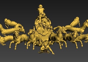 古罗马组合雕塑设计3DMAX模型
