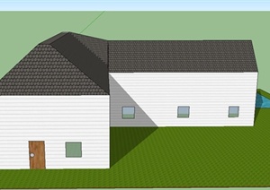 某单层直角住宅小屋建筑设计SU(草图大师)模型