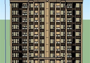 新古典独栋高层住宅楼建筑设计SU(草图大师)模型