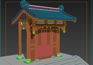 中式风格民宅大门垂花门3dmax模型