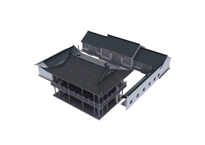仿古商业茶楼建筑设计3DMAX模型