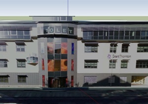 某四层银行办公楼建筑设计SU(草图大师)模型