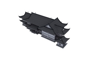 双层飞檐茶楼建筑设计3DMAX模型