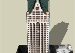 现代某小区高层方形独栋住宅建筑设计SU(草图大师)模型