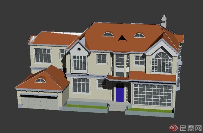 欧式双层别墅建筑设计3DMAX模型