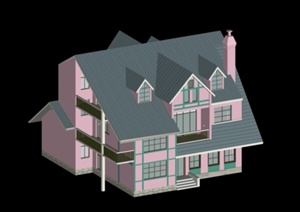 三层粉色别墅建筑设计3DMAX模型