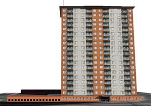 现代高层公寓住宅建筑设计SU(草图大师)模型