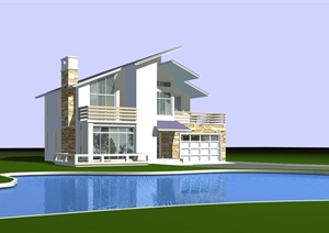 一栋双层别墅建筑设计MAX模型
