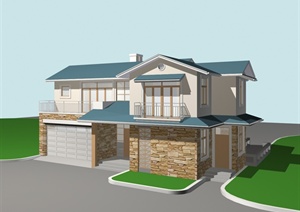 欧式双层别墅建筑设计MAX模型