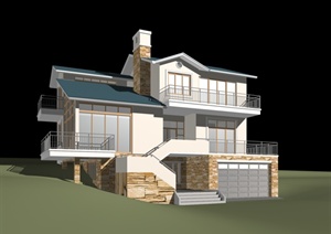 一栋三层别墅建筑设计MAX模型