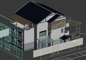 现代中式别墅建筑设计MAX模型