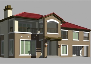 双层居住别墅建筑设计MAX模型