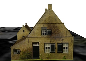 某两层乡村坡屋面住宅建筑设计SU(草图大师)模型