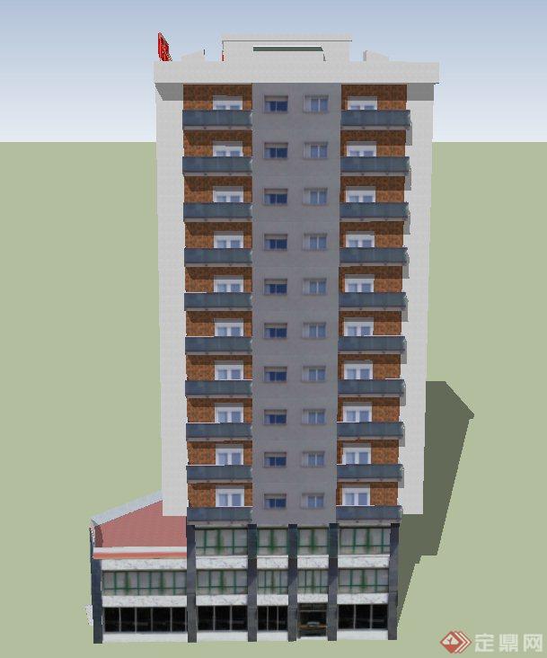 现代某13层商住房建筑设计SU模型(2)