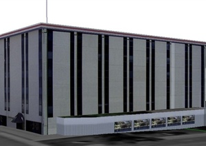 现代多层银行大楼建筑SU(草图大师)模型