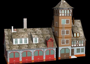 美式乡村商住楼建筑设计MAX模型