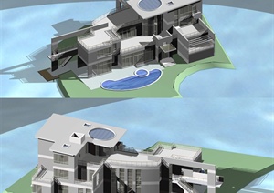 大型别墅建筑设计MAX模型