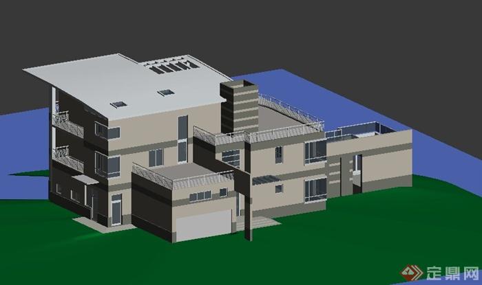 三层豪华别墅建筑设计3DMAX模型(3)