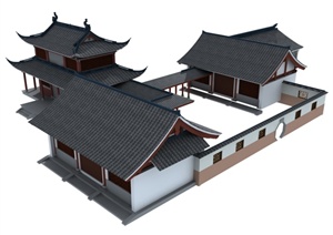古中式建筑廊道设计MAX模型