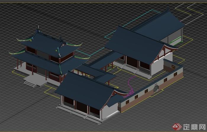 古中式建筑廊道设计MAX模型(2)