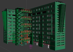 现代转角公寓住宅楼建筑设计3dmax模型