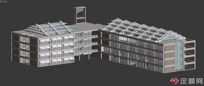 现代特色教学楼建筑设计3DMAX模型