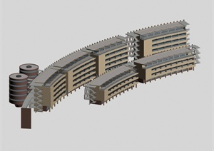 弧形教学楼建筑设计MAX模型