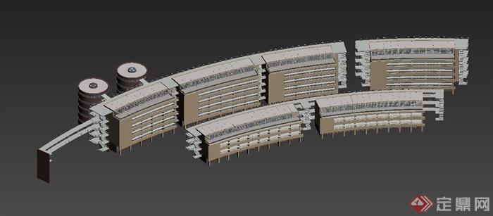 弧形教学楼建筑设计MAX模型(2)