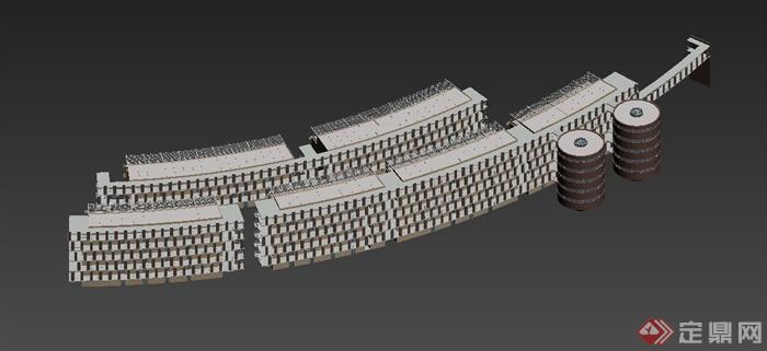 弧形教学楼建筑设计MAX模型(3)