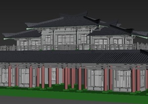 古典中式风格二层殿堂建筑设计3dmax模型