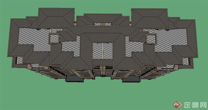 某新古典11层联排小区住宅建筑设计SU模型(2)