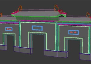 中式风格照壁景墙3dmax模型
