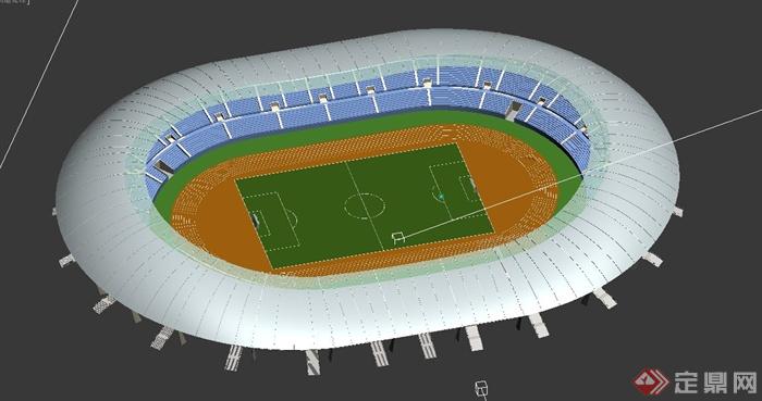 椭圆形足球体育场馆建筑设计MAX模型(1)