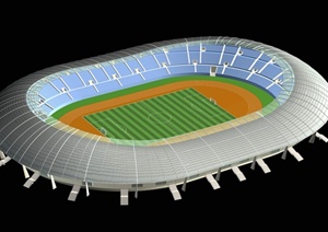 椭圆形足球体育场馆建筑设计MAX模型