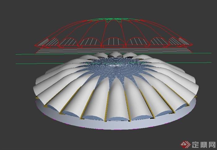 贝壳形体育馆建筑设计max模型