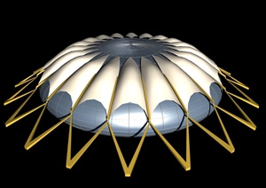 圆饼形体育馆建筑设计MAX模型