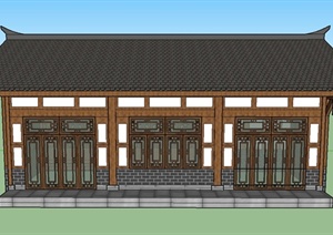 某单层古典中式商铺建筑设计SU(草图大师)模型