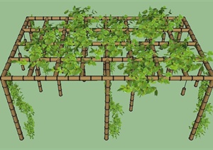 园林景观节点竹制花架设计SU(草图大师)模型