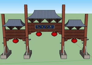 园林景观商业牌坊门廊设计SU(草图大师)模型