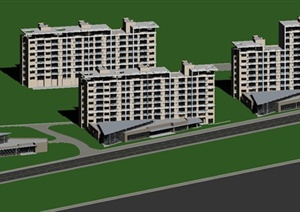 多栋会所、住宅建筑设计MAX模型