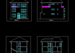 三层别墅建筑设计CAD方案图