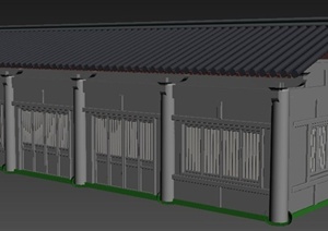 单层中式风格书院建筑设计3dmax模型