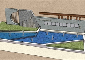 某水景标志墙设计SU(草图大师)模型