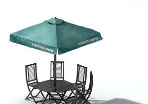 现代伞桌椅设计MAX模型