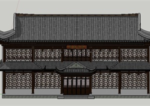 古典中式二层古建筑设计SU(草图大师)模型