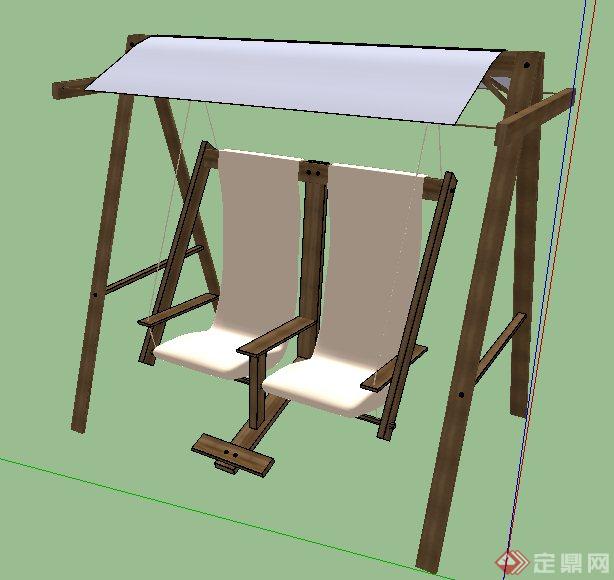 现代简约双人秋千椅su模型(2)